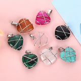 15pcs Crystal Stone Heart Pendants Amethyst Rose Quartz Charms for DIY Jewelry