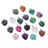 15pcs Crystal Stone Heart Pendants Amethyst Rose Quartz Charms for DIY Jewelry