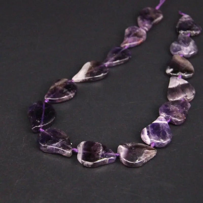 15pcs Natural Dark Amethysts Heart Shape Slab Loose Beads