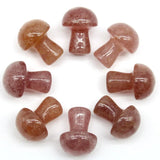 15pcs Agates Amethyst Mushroom Pendant with Quartz Crystal Beads