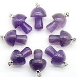 15pcs Natural Stone Pendants Quartz Crystal Amethyst Agates Aventurine Mushroom