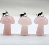 15pcs Natural Stone Pendants Quartz Crystal Amethyst Agates Aventurine Mushroom