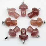 15pcs Natural Stone Pendants Quartz Crystal Amethyst Agates Aventurine Mushroom