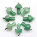 15pcs Natural Stone Pendants Quartz Crystal Amethyst Agates Aventurine Mushroom