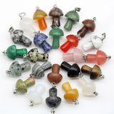 15pcs Natural Stone Pendants Quartz Crystal Amethyst Agates Aventurine Mushroom