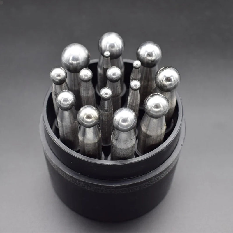 15pcs Steel Dapping Punches Metalworking Forming Chasing Tools