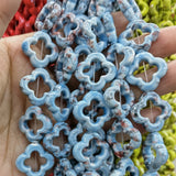 15pcs 21x20mm Flower Ceramic Beads Jewelry Making Spacer DIY Accessories
