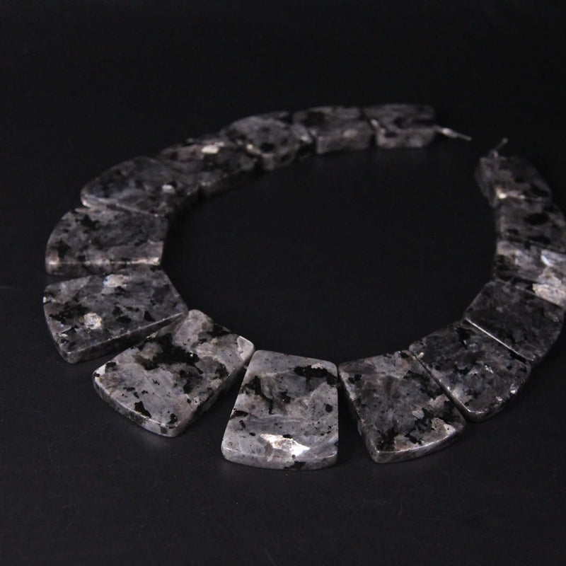 Labradorite Trapezoid Slab Necklace Pendant, Spectrolite Stone Beads Jewelry