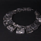 Labradorite Trapezoid Slab Necklace Pendant, Spectrolite Stone Beads Jewelry