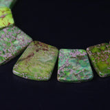 15pcs Light Green Ocean Sediment Jaspers Trapezoid Slab Beads