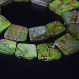 15pcs Light Green Ocean Sediment Jaspers Trapezoid Slab Beads