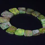15pcs Light Green Ocean Sediment Jaspers Trapezoid Slab Beads