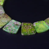 15pcs Light Green Ocean Sediment Jaspers Trapezoid Slab Beads