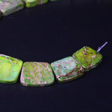 15pcs Light Green Ocean Sediment Jaspers Trapezoid Slab Beads