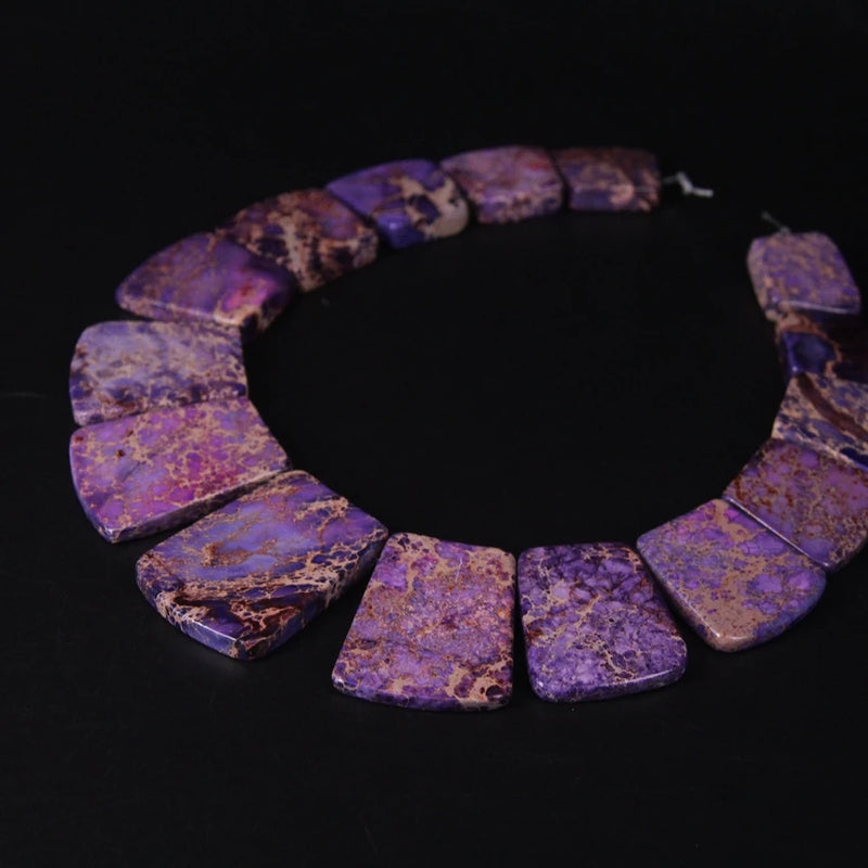 15pcs Purple Ocean Impression Jaspers Graduated Necklace Gifts
