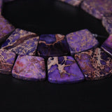 15pcs Purple Ocean Impression Jaspers Graduated Necklace Gifts