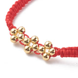 15pcs Adjustable Nylon Thread Cord Bracelets with Brass Beads