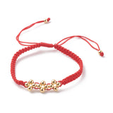 15pcs Adjustable Nylon Thread Cord Bracelets with Brass Beads