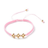 15pcs Adjustable Nylon Thread Cord Bracelets with Brass Beads