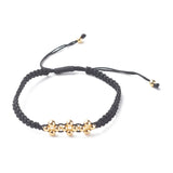 15pcs Adjustable Nylon Thread Cord Bracelets with Brass Beads