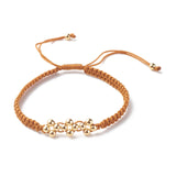 15pcs Adjustable Nylon Thread Cord Bracelets with Brass Beads