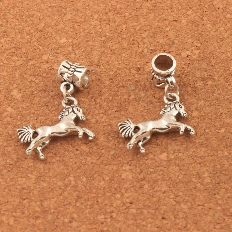 15pcs Running Horse Charm Beads for Bracelets DIY Jewelry B052 19x33.5mm