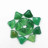 15pcs Natural Stone Green Agates Fan-shaped Flat Back Cabochon