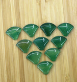 15pcs Natural Stone Green Agates Fan-shaped Flat Back Cabochon