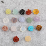 15pcs Natural Agates Lapis Fluorite Stone Quartz Rose Flower Earring Beads