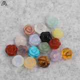 15pcs Natural Agates Lapis Fluorite Stone Quartz Rose Flower Earring Beads
