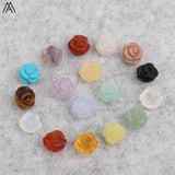 15pcs Natural Agates Lapis Fluorite Stone Quartz Rose Flower Earring Beads