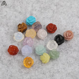 15pcs Natural Agates Lapis Fluorite Stone Quartz Rose Flower Earring Beads