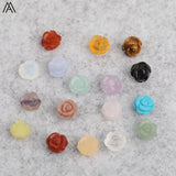 15pcs Natural Agates Lapis Fluorite Stone Quartz Rose Flower Earring Beads