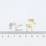 15pcs 17*25mm Deer CZ Charm Pendant White Enamel Christmas Jewelry Lot