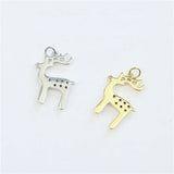 15pcs 17*25mm Deer CZ Charm Pendant White Enamel Christmas Jewelry Lot