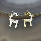 15pcs 17*25mm Deer CZ Charm Pendant White Enamel Christmas Jewelry Lot