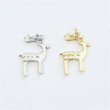 15pcs 17*25mm Deer CZ Charm Pendant White Enamel Christmas Jewelry Lot