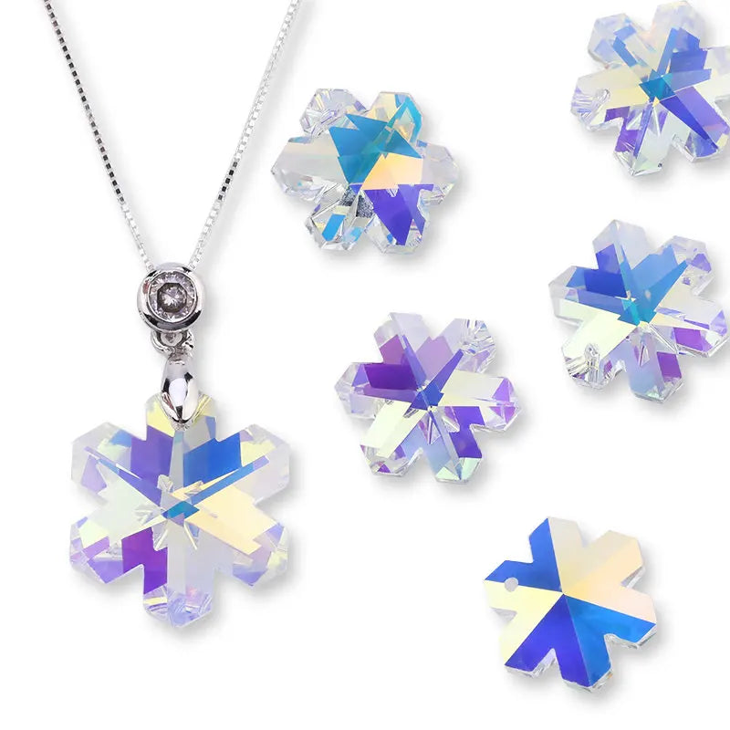 15pcs 20mm Snowflake Pendant Crystal Charms Glass Beads Rhinestone Gems