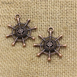 15pcs/lot Hollow Out Nautical Rudder Charms Pendant T0469