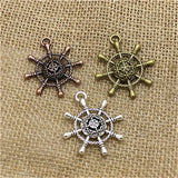 15pcs/lot Hollow Out Nautical Rudder Charms Pendant T0469