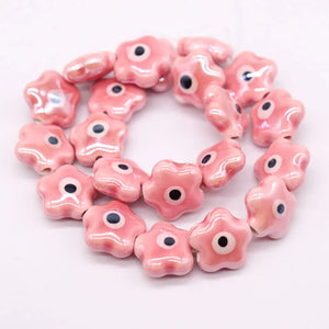 15pcs Flower Ceramic Beads for Jewelry Making DIY Necklace Bracelet Mixcolor