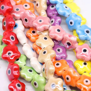 15pcs Flower Ceramic Beads for Jewelry Making DIY Necklace Bracelet Mixcolor