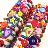 15pcs Colorful Wooden Beads Kids Bracelets - Party Accessories