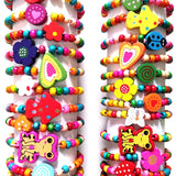 15pcs Colorful Wooden Beads Kids Bracelets - Party Accessories