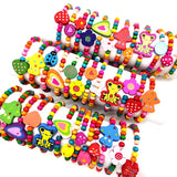 15pcs Colorful Wooden Beads Kids Bracelets - Party Accessories