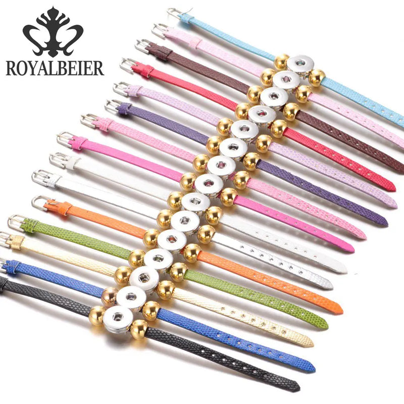 15pcs PU Leather Snap Bracelet Bangle DIY 18mm Button Bracelet 20mm Snap Jewelry