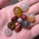 15pcs Natural Old Agate Beads Striped Round Unique Pattern Varies DIY