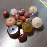 15pcs Natural Old Agate Beads Striped Round Unique Pattern Varies DIY