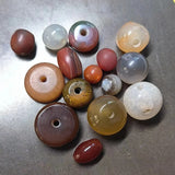 15pcs Natural Old Agate Beads Striped Round Unique Pattern Varies DIY