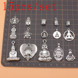 15pcs Buddha Statue Charms for Jewelry Making and Crafts